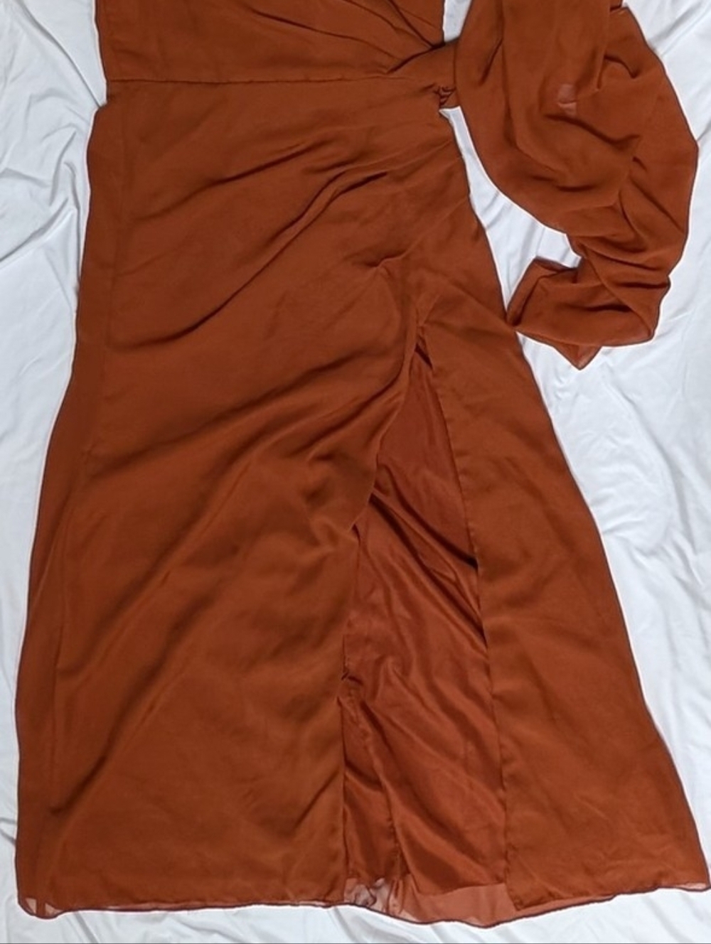 One-Shoulder Rust Colored Dress - Picture 2 of 12